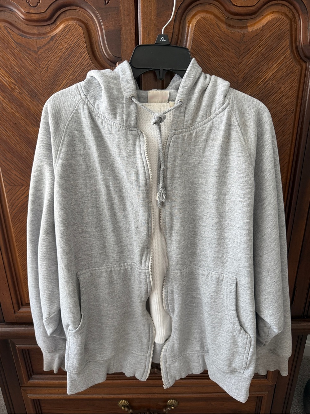 Light Gray Zip-Up Hoodie with Hood